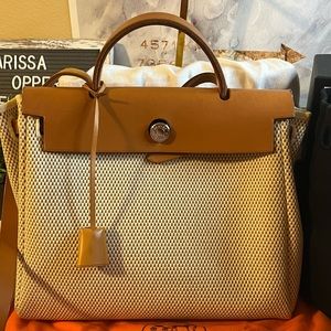 🍁SOLD🍁 Hermes Vache Hunter Criss Viking Herbag Retourne 31 PM Beton Fauve